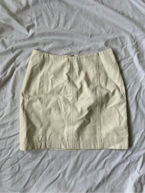 Free People Faux Leather Cream Mini Skirt, Size 0